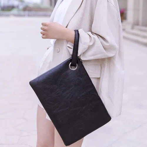 Vista 3 de Bolso de mano único vegano para mujer, bolso de mano de piel sintética, bolso de mano, muñequeras para vacaciones en la playa