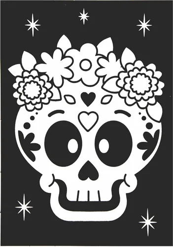 Vista 8 de Baker Ross FE729 Día de los Muertos en color en decoraciones de imagen, paquete de 10, imágenes de fieltro para manualidades, haz tu propia