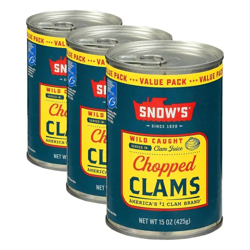Vista 12 de Snow's Almejas Cortadas Silvestres Enlatadas, Lata de 6.5 oz - 5g de Proteína Por Porción - Sin Gluten, Apto para Keto, 99% Libre de Grasa
