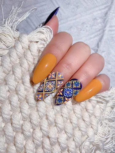 Vista 5 de Calcomanías de arte de uñas 3D, estilo retro, autoadhesivas, suministros de uñas, tótem de flores, calcomanías de uñas para mujeres, decoración