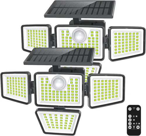 Vista 10 de Daphino - Luces solares para exteriores de 2500 lm con sensor de movimiento, luces de calle de 3 cabezales con ángulo amplio de 270°, iluminación
