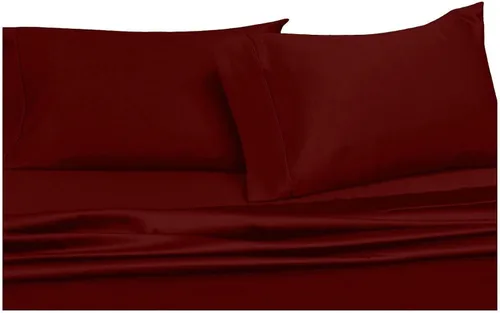 Vista 4 de Sateen Solid Sheets - Juego de sábanas de 600 hilos y 3 piezas, 100% algodón, bolsillo profundo, tamaño individual extra largo, color azul
