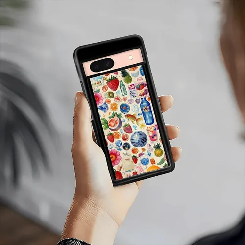 Vista 1407 de Compatible con Google Pixel 4A 5G Mobile Case Creative Acrylic Panel trasero Silicona Protección Grip especialmente diseñado para Google Pixel 4A 5G