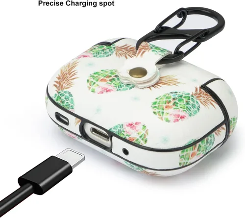 Vista 5 de Funda para Airpods Pro, bonita funda de piel con diseño de piña