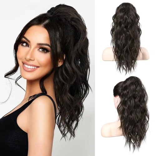 Vista 16 de LONAI Extensión de cola de caballo, extensiones de cola de caballo de 18 pulgadas con clip de garra ondulada ZJ001, longitud al hombro, extensiones