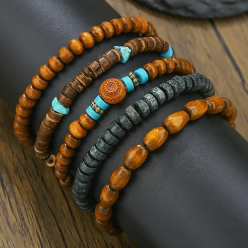 Vista 4 de Gothic Bracelet Adjustable Punk Braided Multilayer Grunge Set Beaded Bracelets Emo Metal Cuff Wrap Bracelets Stackable Meaningful Gift