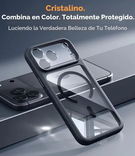 Vista 2 de JUESHITUO Funda magnética más fuerte a prueba de golpes para iPhone 18 Pro claro negro