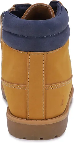 Vista 3 de Nautica Botas Chukka para niños con diseño de botines con cordones y cremallera, para niños y niñas, zapatos de vestir, talla para niños pequeños