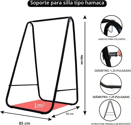 Vista 2 de YUCAN Soporte para Silla Hamaca con Silla Columpio Colgante Incluida, Resistente a la Intemperie y que Ahorra Espacio, Soporte Máximo 450 Libras