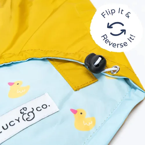 Vista 3 de Lucy & Co. Lucky Ducky - Impermeable reversible para perros y mascotas - Impermeable para perros - Poncho ajustable a prueba de agua para caninos