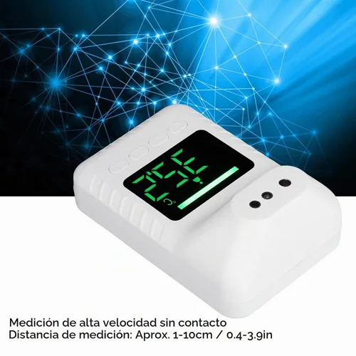 Vista 2 de Termómetro infrarrojo para la frente montado en la pared, termómetro digital de pared no electrónico, carga USB o funciona con pilas, termómetro