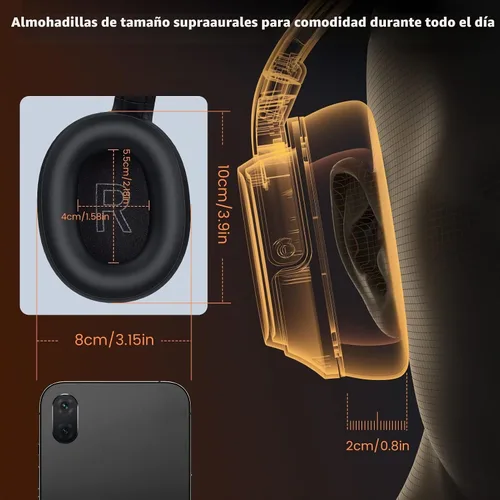 Vista 7 de EKSA Auriculares Bluetooth para conductor de camión con micrófono, auriculares inalámbricos con cancelación de ruido ambiental, alcance inalámbrico