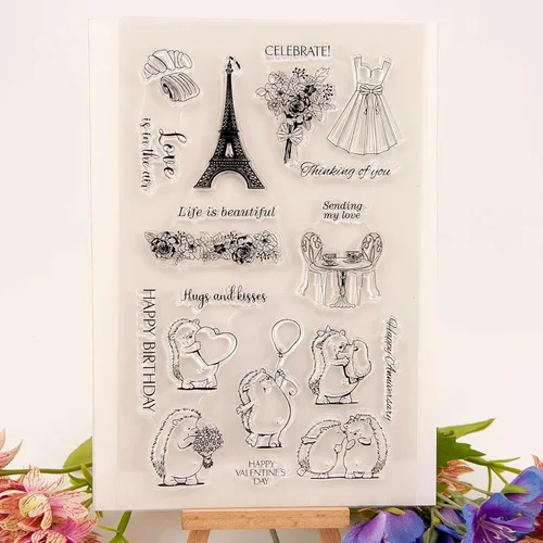 Vista 6 de Juego de sellos y troqueles transparentes para hacer tarjetas, plantillas de corte de metal para álbumes de recortes, álbum de fotos, plantilla