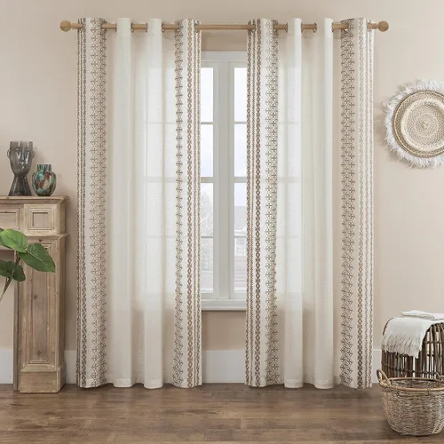 Vista 15 de Cortinas de Lino Natural de 63 Pulgadas de Largo, Juego de 2 Paneles para Sala de Estar y Dormitorio, Cortinas Semitransparentes con Ojales que