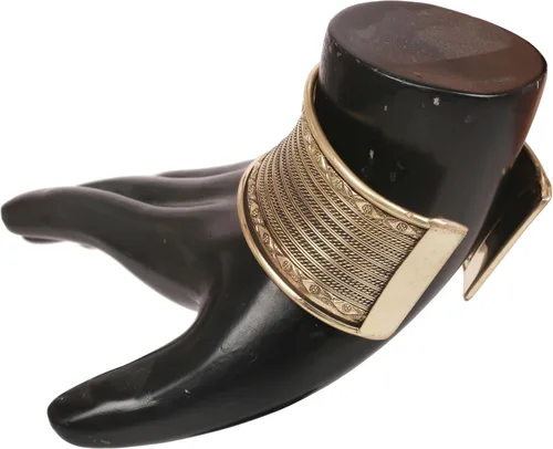 Vista 6 de Touchstone Brazalete indio de Bollywood Desire con base de latón exótico, tamaño libre, en oro antiguo o blanco o cobre para mujer.
