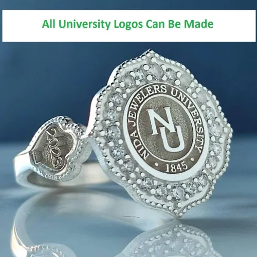 Vista 6 de Ssjewel Customized Women Class Rings University Logo Ring Personalized Jewelry Men Women High School Ring 14K White Gold Finish Silver Class Rings