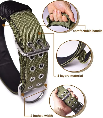 Vista 5 de Collar de perro para perros grandes, collares tácticos de 2 pulgadas de ancho con asa para perros de raza extragrande, camuflaje militar