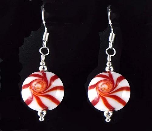 Vista 7 de Aretes colgantes de cristal de cristal de lámpara de menta Starlight para Navidad con alambres de oreja de plata de ley