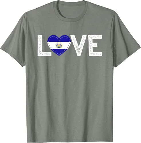 Vista 24 de Camiseta de regalo con la bandera de El Salvador LOVE, Negro, S
