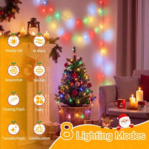 Vista 4 de Ollny 100 luces LED de Navidad de 33 pies, luces de hadas multicolor Varios