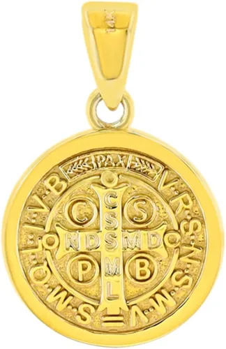 Vista 2 de Colgante de oro amarillo macizo de 14 quilates pulido con medalla San Benito