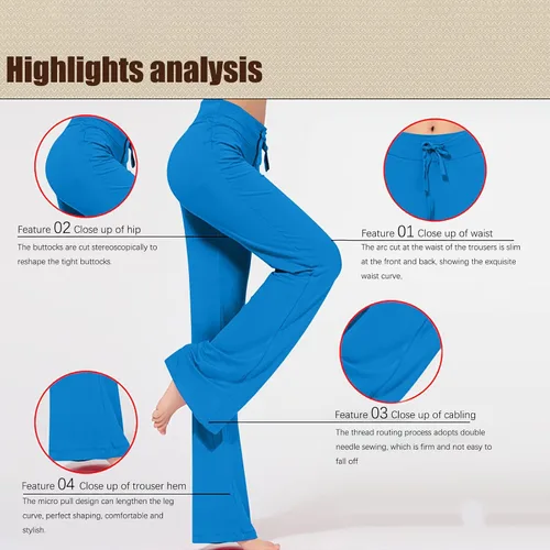 Vista 3 de SMIDOW Pantalones de yoga de cintura alta para mujer, casuales, holgados, pierna ancha, corte de bota, leggings cómodos y largos para descansar