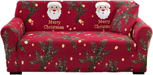 Vista 2 de Fundas para sillas de Navidad, funda de sofá de 3 plazas, protector de muebles, funda de sofá impresa digital de Navidad, decoración de vacaciones