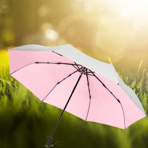 Vista 8 de TOPINCN Paraguas Estudiante Protector Solar Paraguas Mujer Soleado Lluvia Señora Mujer 3 Parasoles Parasoles Paraguas Rosa