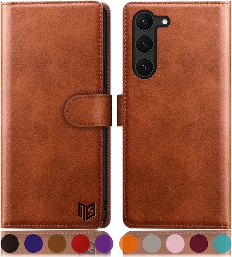 Vista 16 de SUANPOT Funda tipo cartera para Samsung Galaxy S23 5G con bloqueo RFID, soporte para tarjetas de crédito, cubierta protectora de cuero PU tipo libro