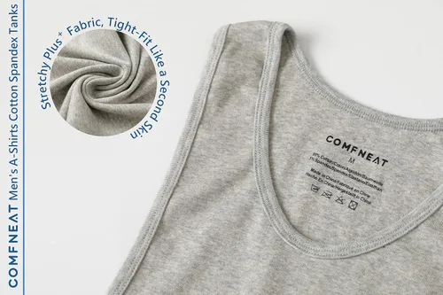 Vista 6 de Comfneat Paquete de 6 camisetas sin mangas de algodón y elastano para hombre