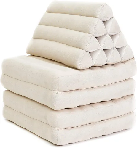 Vista 2 de Leewadee Cómodo colchón japonés de suelo, cama tailandesa con cojín triangular, colchón futón, tapete de masaje tailandés XL extra largo, 89 x 20