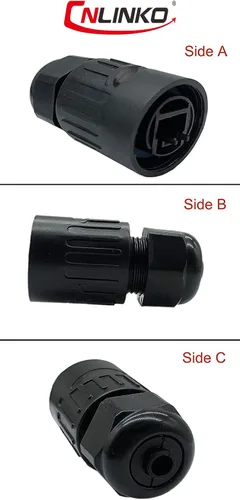 Vista 3 de CERRXIAN RJ45 Femle a hembra Acoplador Montaje en panel Conector impermeable Combo con tapa (negro)