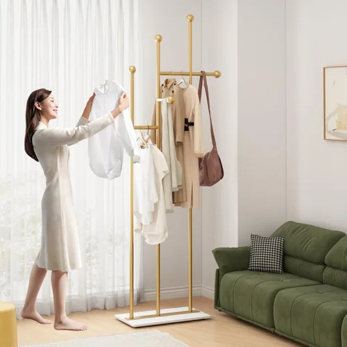Vista 9 de Percheros independientes con base de mármol, soporte de ropa resistente para entrada, dormitorio, sala de estar, boutiques, 15.7 pulgadas de largo