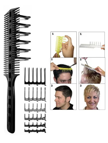 Vista 2 de Scissor Clipper over peine Peluquería Herramienta Kit (Negro, Gris, o amarillo), Negro