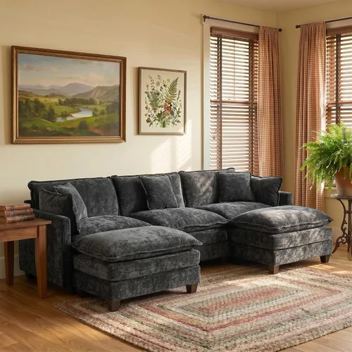 Vista 80 de Sofá modular modular de felpilla beige de 78 pulgadas para sala de estar, sofá modular de felpilla beige para sala de estar, sofás para sala