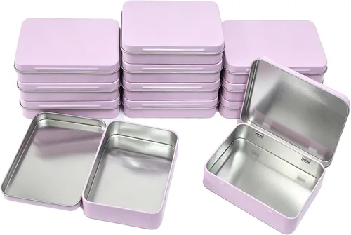 Vista 12 de 12 latas rectangulares de metal con bisagras, color negro, 4.5 x 3.3 x 0.87