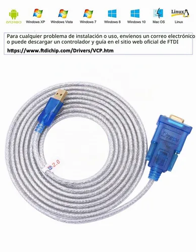 Vista 4 de DTech Adaptador USB a serie de 10 pies USB a RS232 DB9 Cable hembra puerto COM con chipset FTDI compatible con Windows 11 10 8 7 Mac Linux
