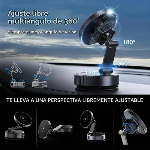 Vista 6 de Cargador de Montaje para Automóvil MagSafe para iPhone-Carga Inalámbrica Rápida de 15W, Rotación de 360° Ajustable, Soporte de Teléfono