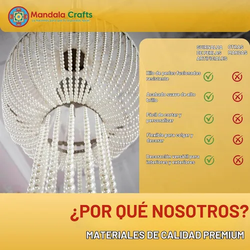 Vista 2 de Mandala Crafts Cadena de guirnalda de perlas negras de imitación de 0.157 Negro