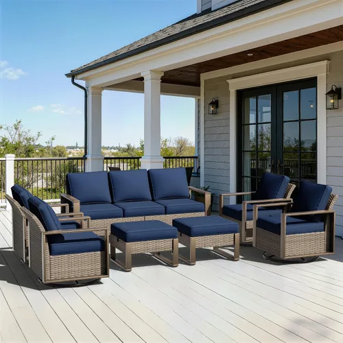 Vista 17 de Sofá de Mimbre Metálico para Patio de 75", Sofá Sillón de Ratán para Exteriores de 3 Asientos para Todo Tipo de Clima con Cojines Premium