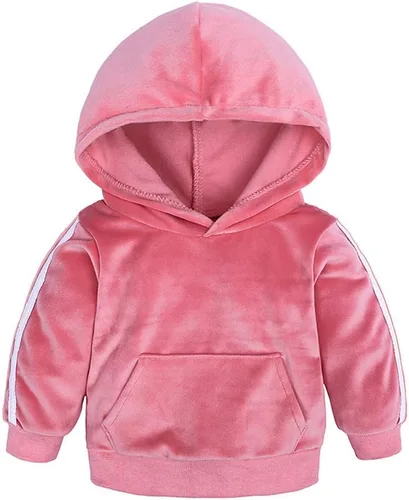 Vista 2 de Conjunto de sudadera de vellón cálido con capucha y pantalones largos para niños pequeños (rosa, 2-3 años)