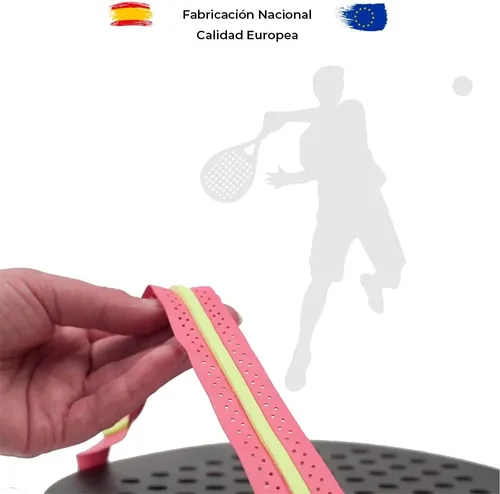 Vista 6 de ShockOut Dual Pro Grip + Overgrip (blanco/amarillo) - Sistema combinado de absorción de impactos y mejora de agarre para deportes de raqueta