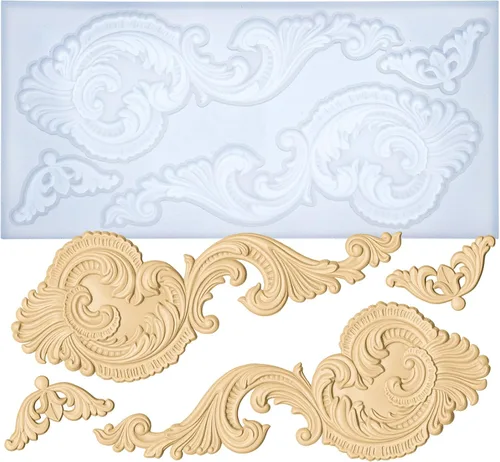 Vista 16 de Moldes de arte para arcilla polimérica, arcilla que se seca al aire, yeso, resina epoxi, fondant, decoración de pasteles, 3 molduras decorativas
