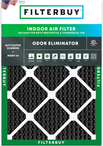 Vista 10 de Filterbuy Filtro de aire MERV 10 de 10 x 10 x 1 pulgadas, defensa de olores y alergias con carbón activado (paquete de 1), filtros electrostáticos