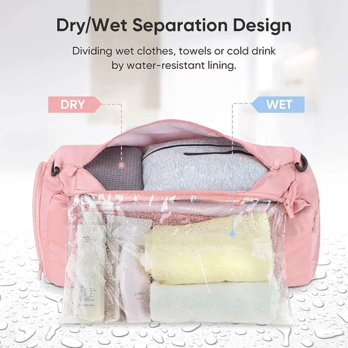 Vista 4 de BALEINE bolso de gimnasio para mujeres y hombres, pequeño bolso de lona impermeable y ligero para deportes, gimnasios y escapadas de fin de semana