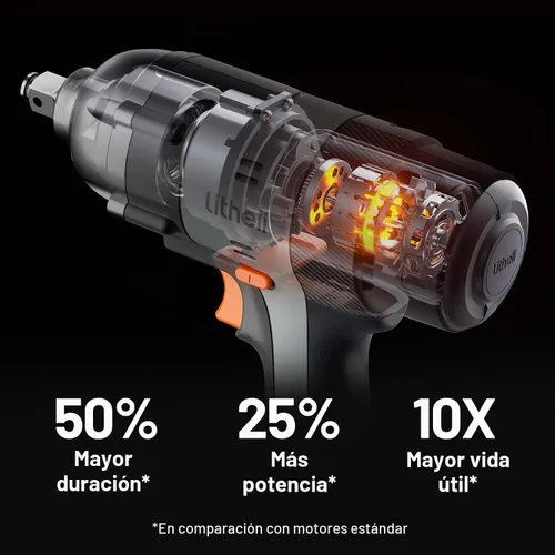Vista 3 de LiTHELi Kit de llave de impacto inalámbrica de 20 V con batería de 2.0 Ah, pistola de impacto de anillo de cerdo de 1/2 pulgada, máximo 295