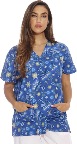 Vista 40 de Just Love - Tops de trabajo festivos para mujer Aqua - Luna y estrellas