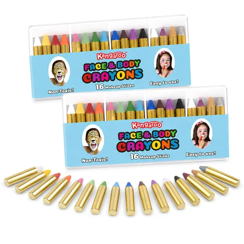 Vista 2 de Kangaroo 32 Washable Face Painting Kit for Kids, 16 Colors (2 Each)