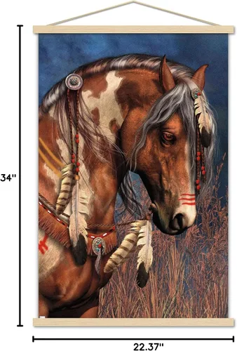 Vista 7 de Trends International Laurie Prindle - Póster de pared de poni de guerra, 22.37 x 34.00 pulgadas, paquete de impresión premium y colgador de madera