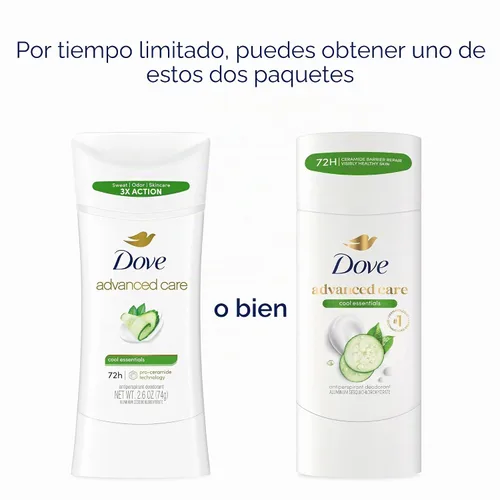 Vista 3 de Dove Advanced Care - Desodorante antitranspirante en barra Cool Essentials para ayudar a reparar la barrera de la piel después del afeitado, con 72